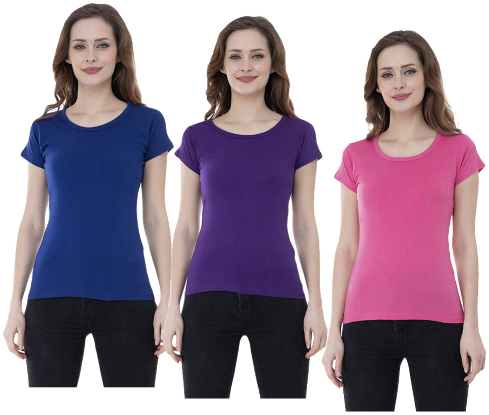 

Indiweaves Women Multi Regular fit Round neck Cotton T shirt