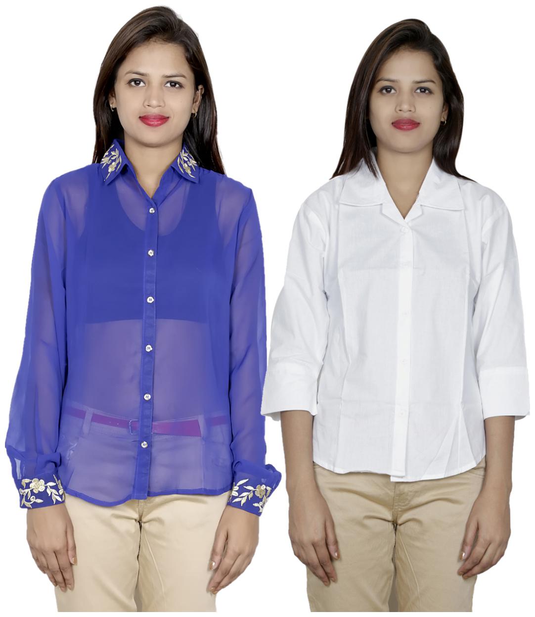 

Indiweaves Women Multi Embroidered Regular Fit Shirt