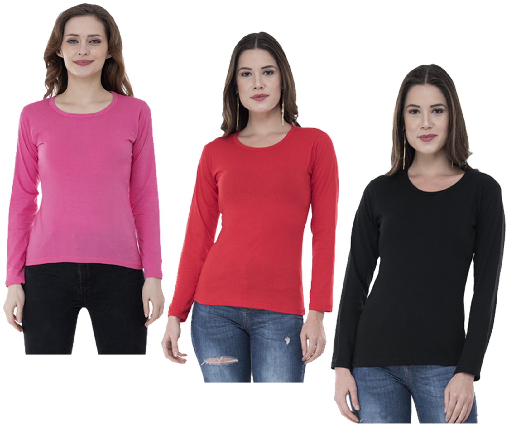 

Indiweaves Women Multi Regular fit Round neck Cotton T shirt