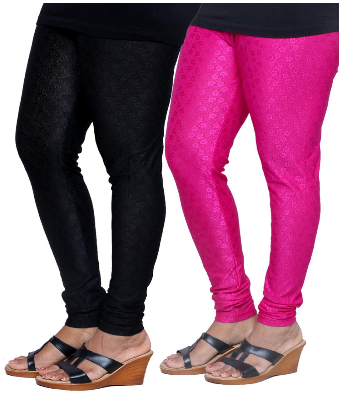 

IndiWeaves Women s Jacquard Legging Combo Of 2