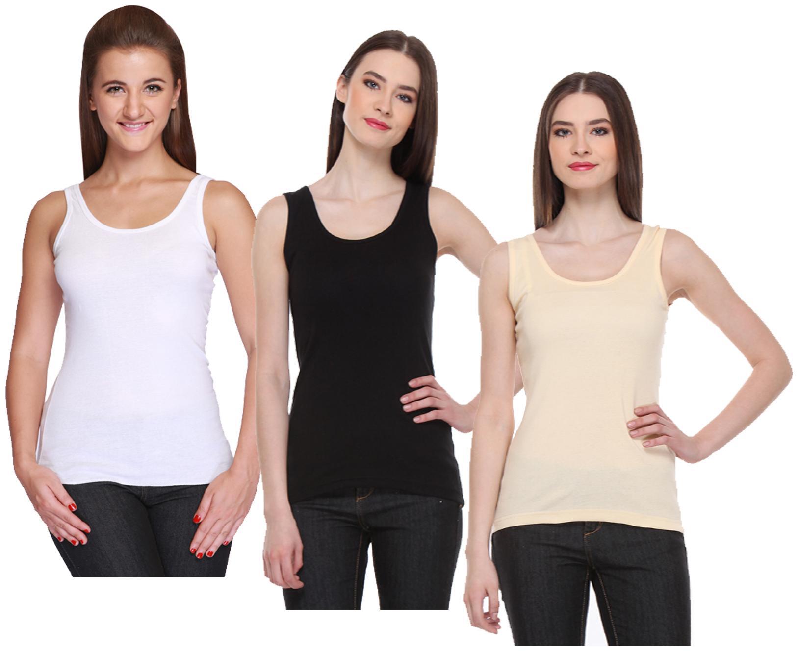 

Indiweaves Women Multi Regular fit U neck Cotton Tank top