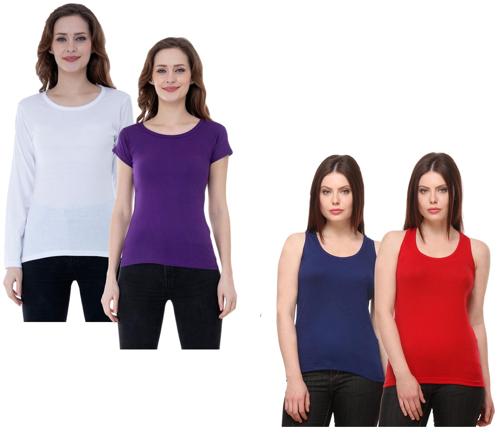

Indiweaves Women Multi Regular fit Round neck Cotton Tank top