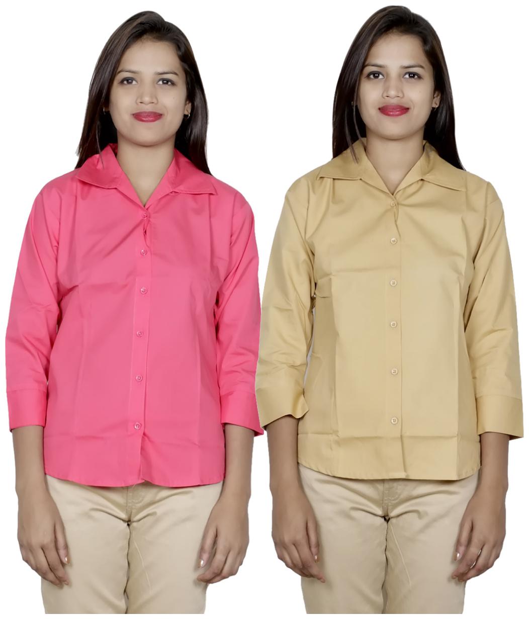 

Indiweaves Women Pink Solid Regular Fit Shirt