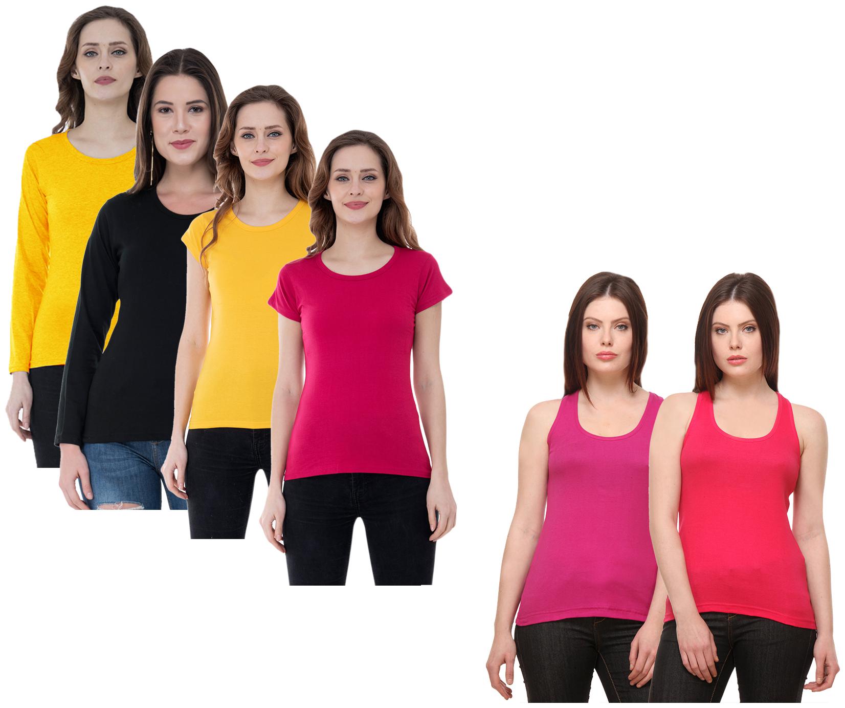

Indiweaves Women Multi Regular fit Round neck Cotton Tank top