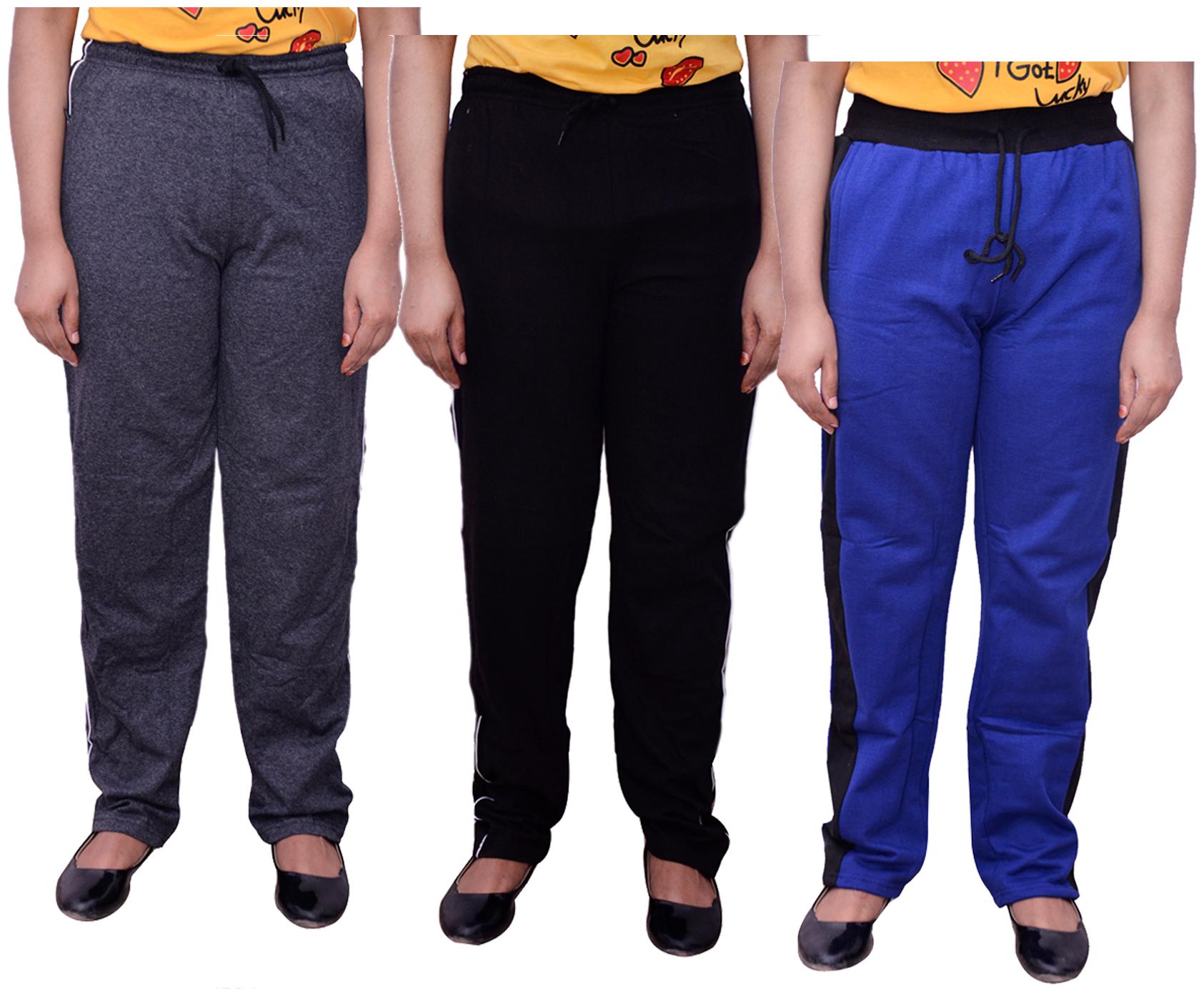 

Indiweaves Women Regular fit Cotton Solid Track pants - Multi