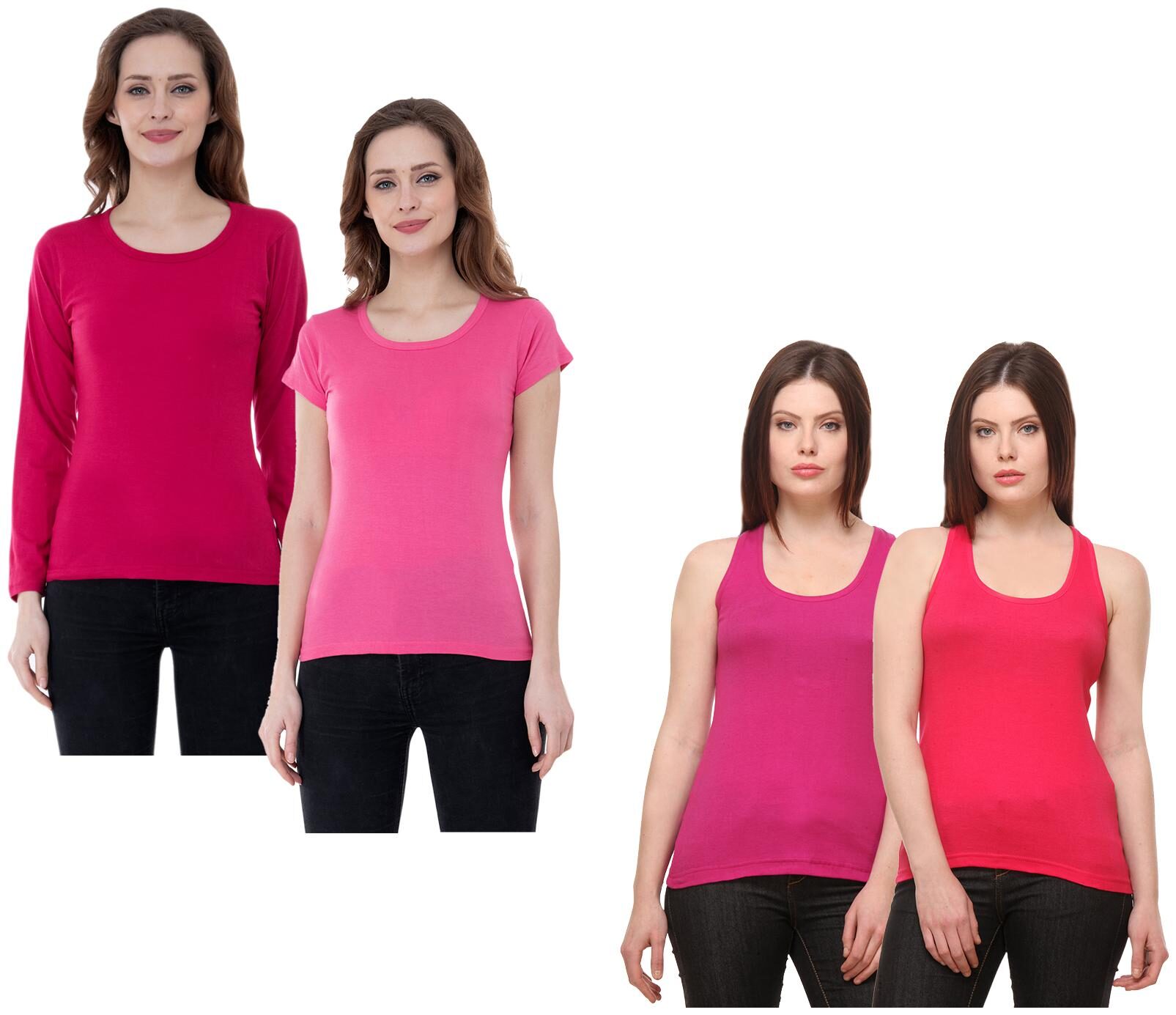 

Indiweaves Women Multi Regular fit Round neck Cotton Tank top