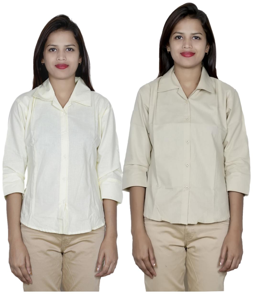 

Indiweaves Women Beige Solid Regular Fit Shirt