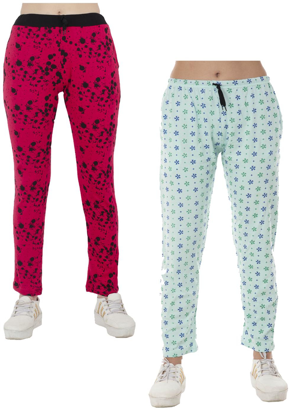 

Indiweaves Women Regular fit Cotton Printed Track pants - Multi