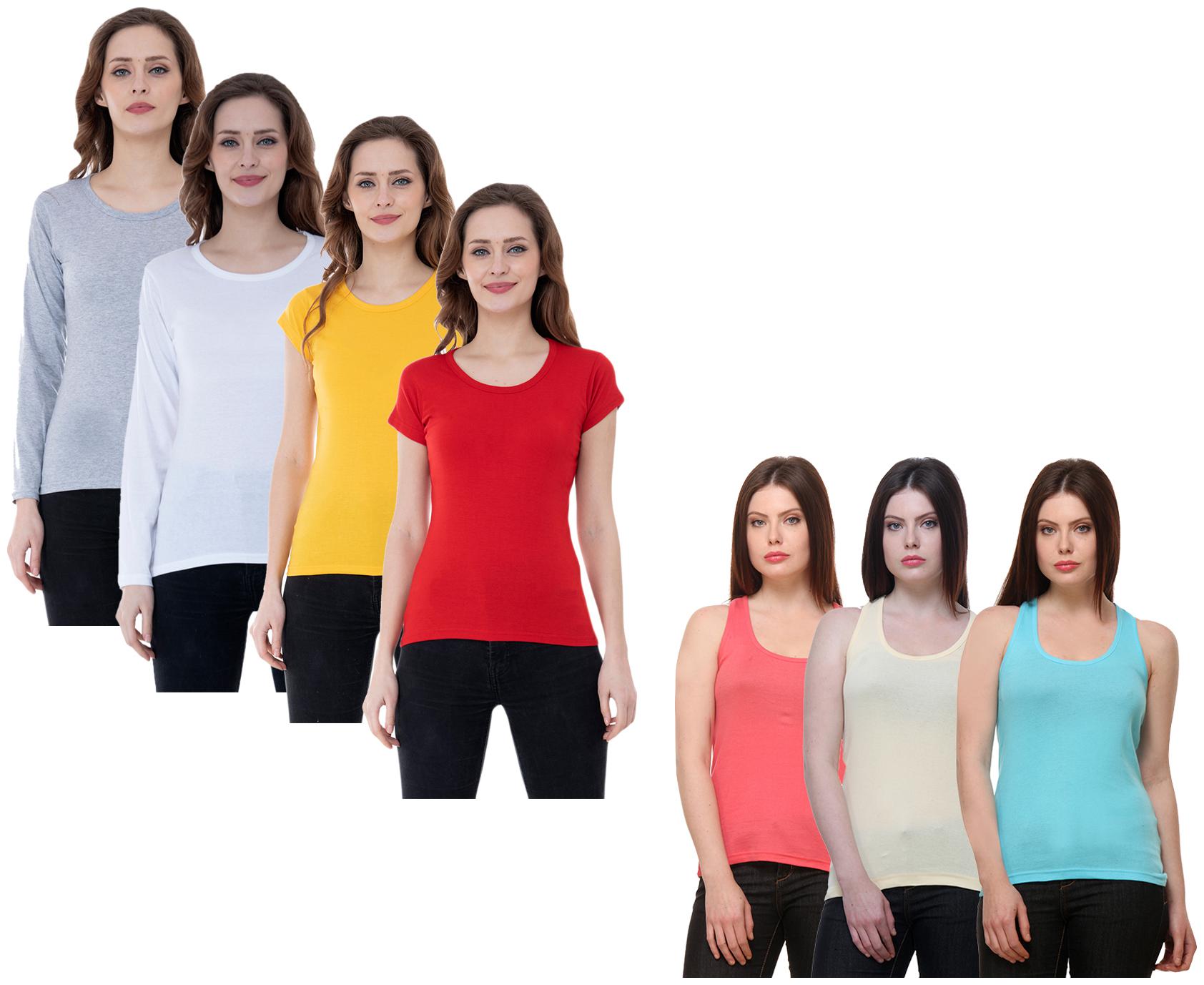 

Indiweaves Women Multi Regular fit Round neck Cotton Tank top