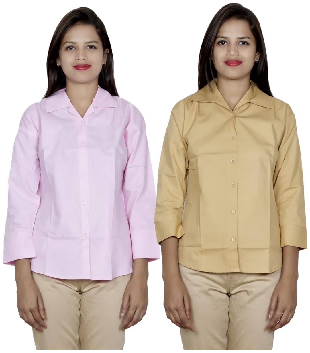 

Indiweaves Women Pink Solid Regular Fit Shirt