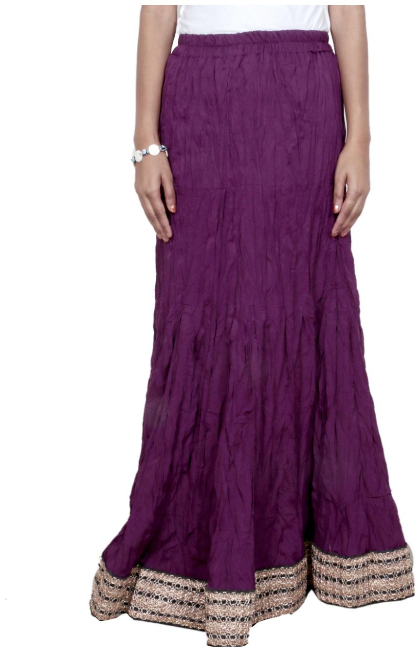 

IndiWeaves Women Cambric Cotton Purple Full Length Skirt