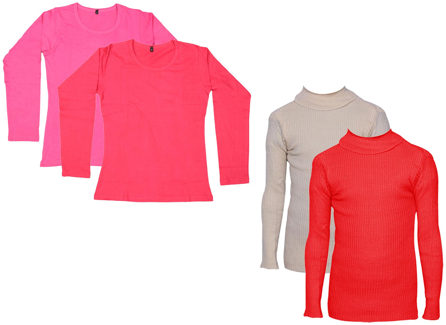 

Indiweaves Women Red Regular fit Round neck Cotton T shirt