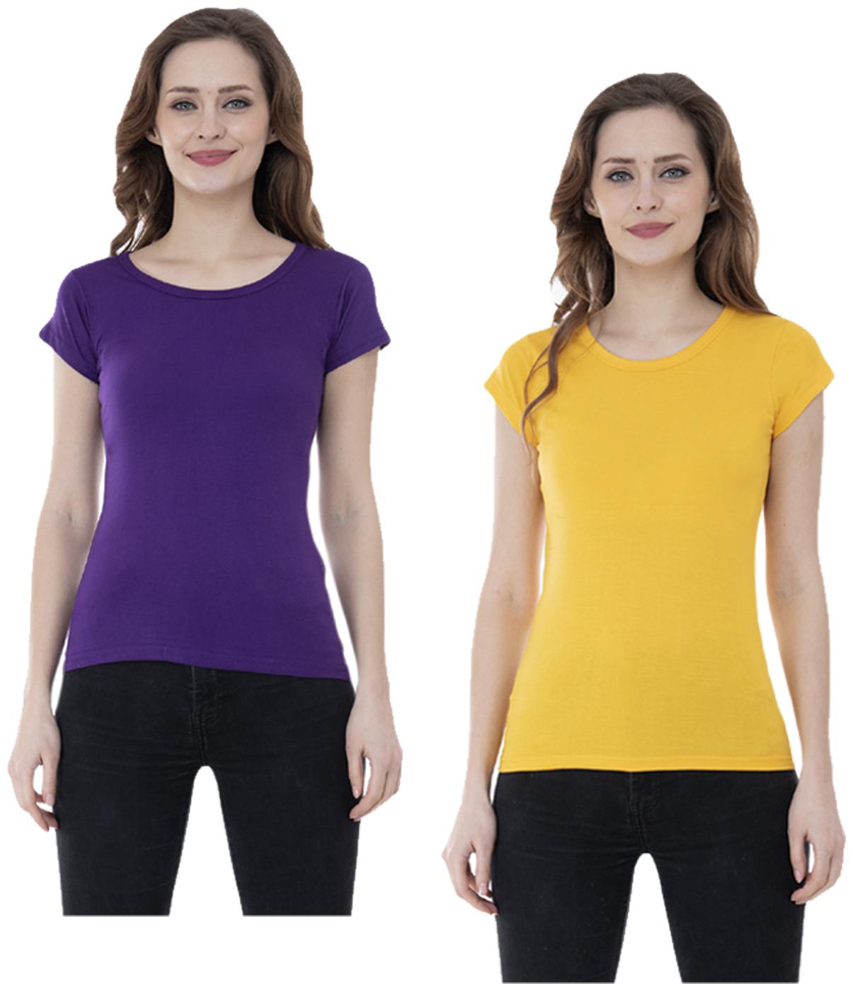 

Indiweaves Women Multi Regular fit Round neck Cotton T shirt