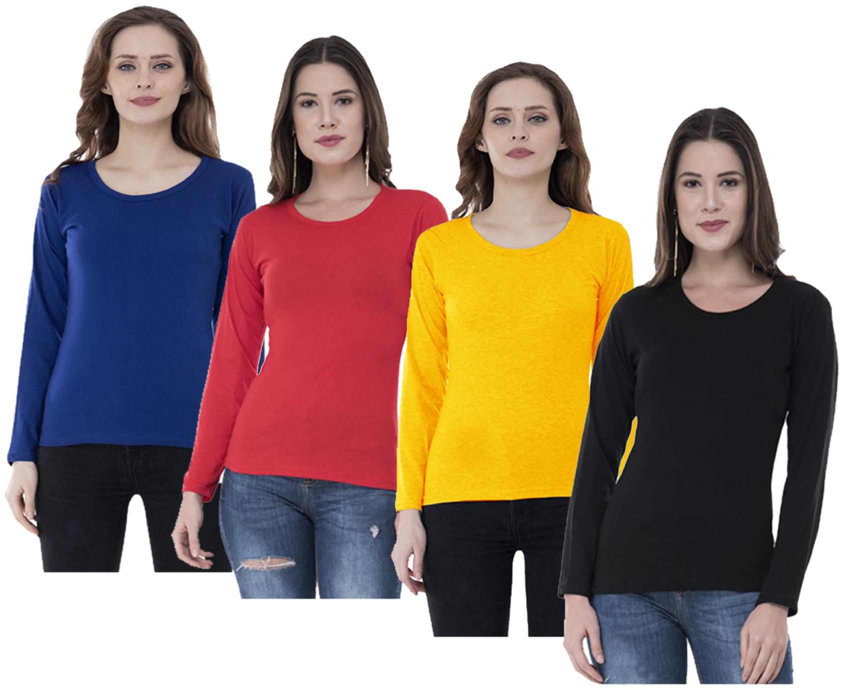 

Indiweaves Women Multi Regular fit Round neck Cotton T shirt