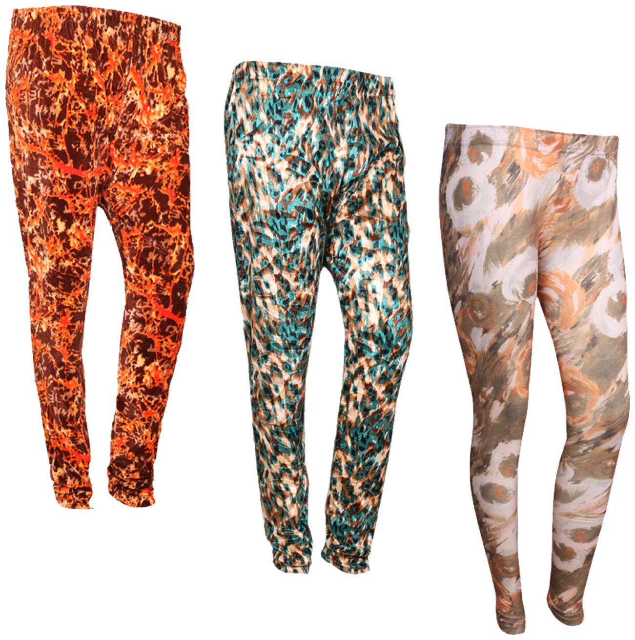 

IndiWeaves Women Cotton Printed Legging and Velvet Printed Leggings (Pack of 3)