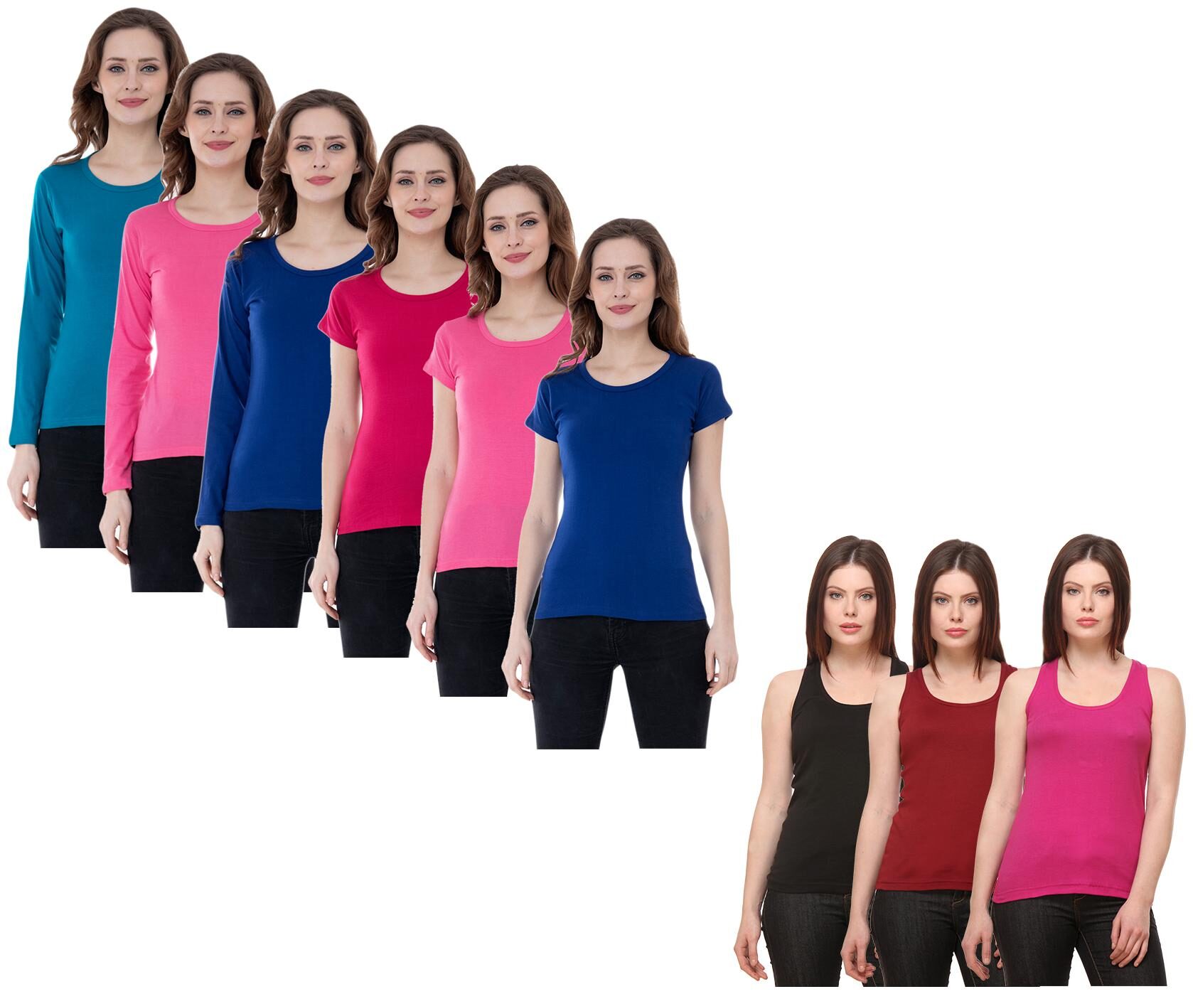 

Indiweaves Women Multi Regular fit Round neck Cotton Tank top