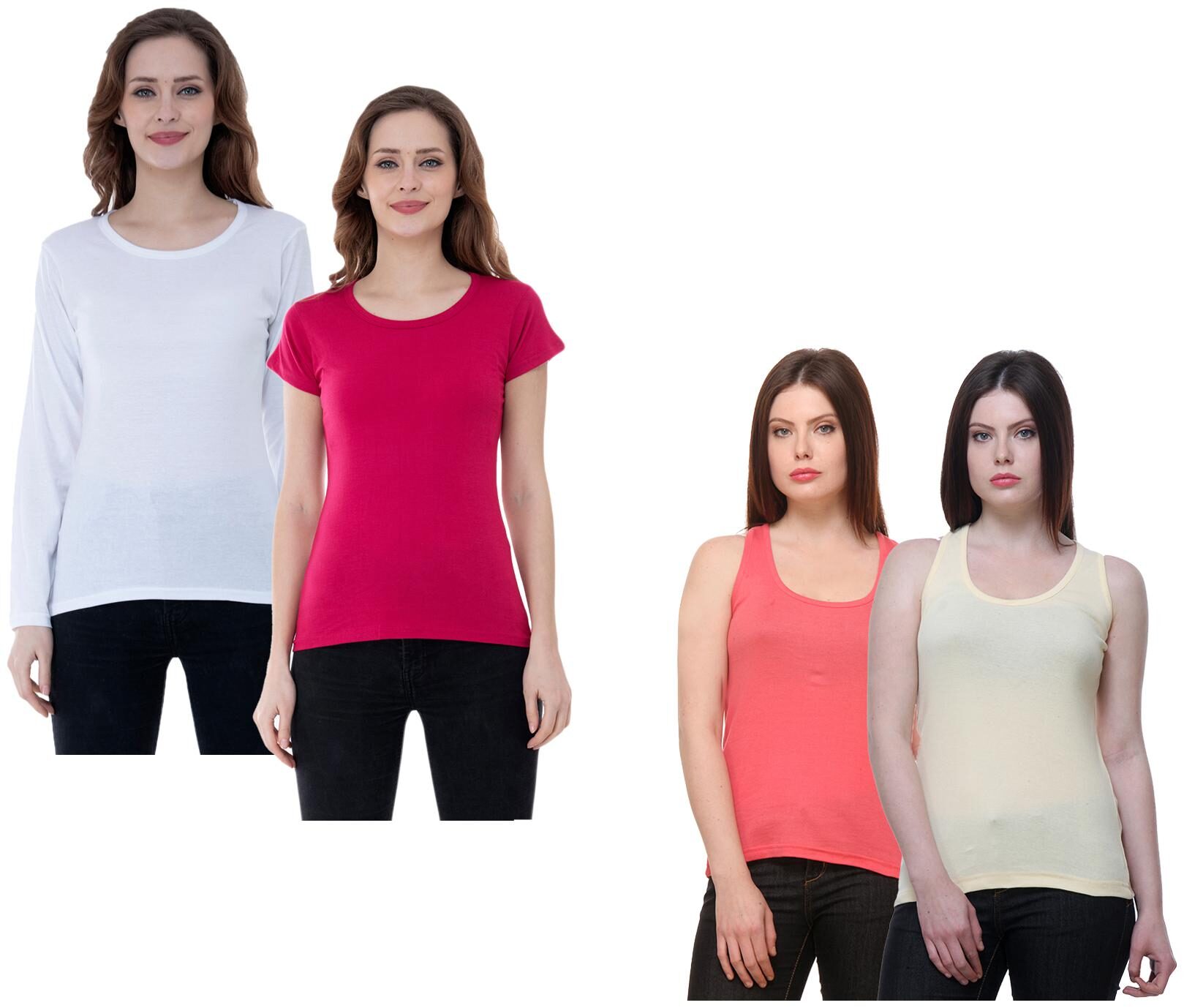 

Indiweaves Women Multi Regular fit Round neck Cotton Tank top