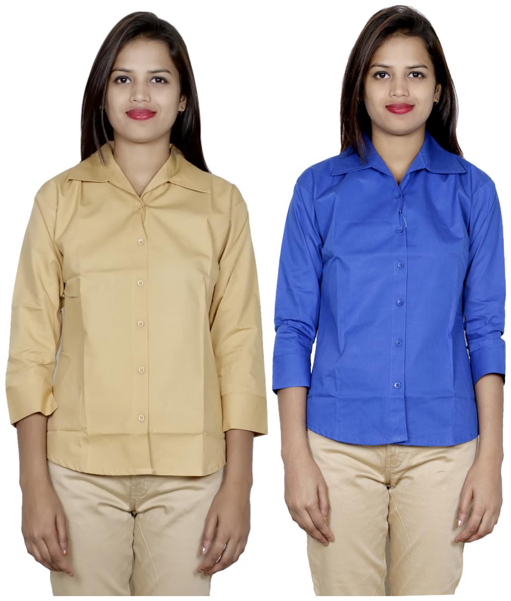 

Indiweaves Women Beige Solid Regular Fit Shirt