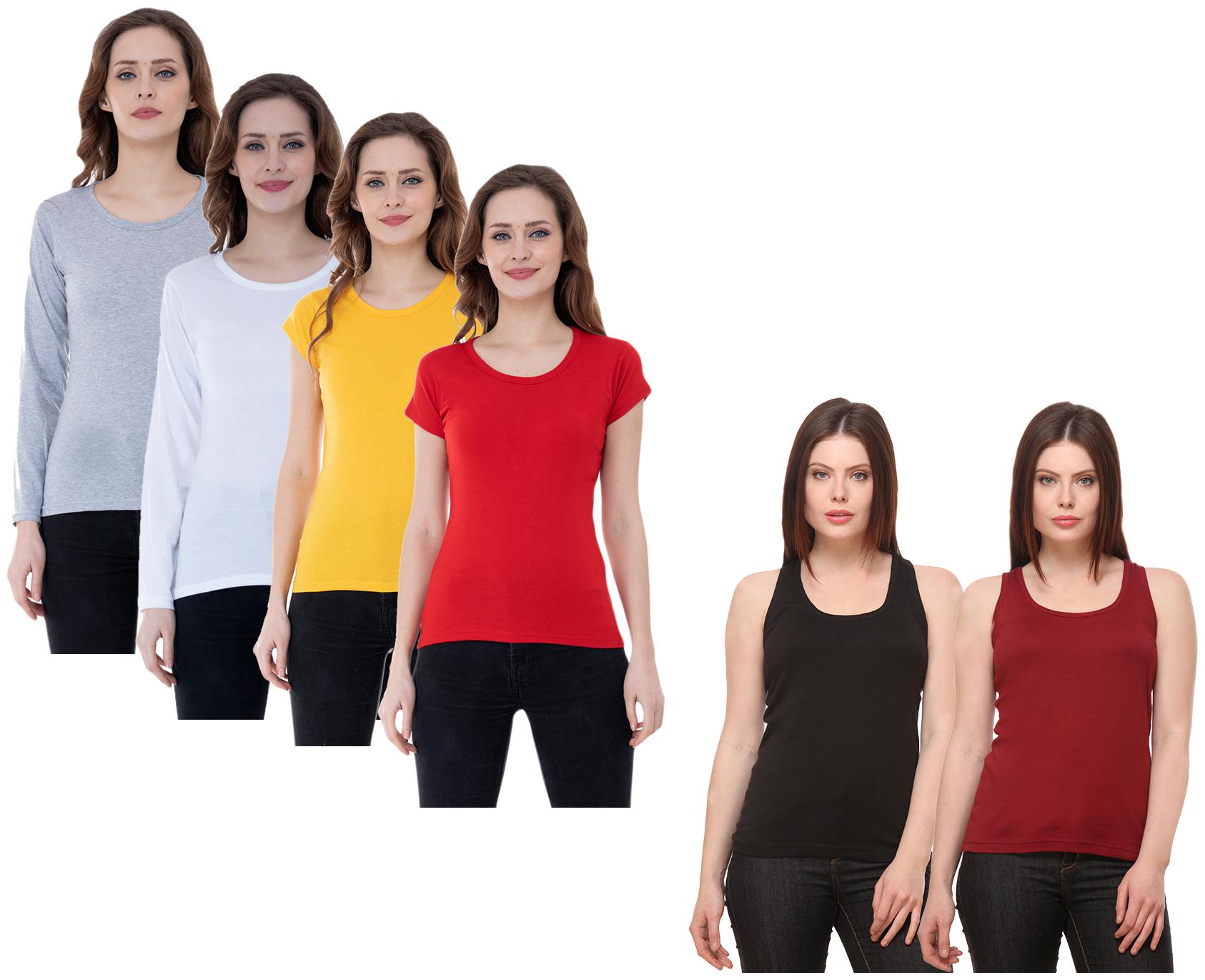 

Indiweaves Women Multi Regular fit Round neck Cotton Tank top