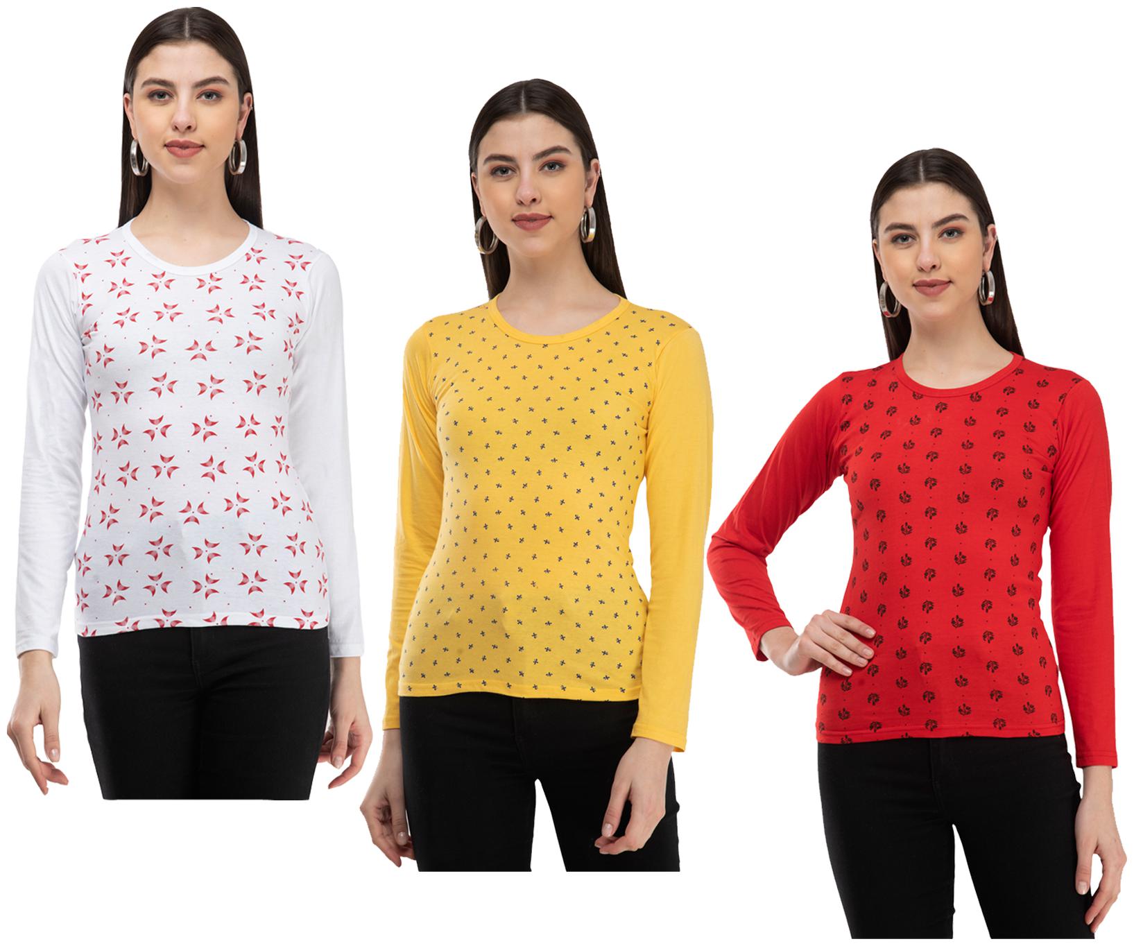 

Indiweaves Women Multi Regular fit Round neck Cotton T shirt