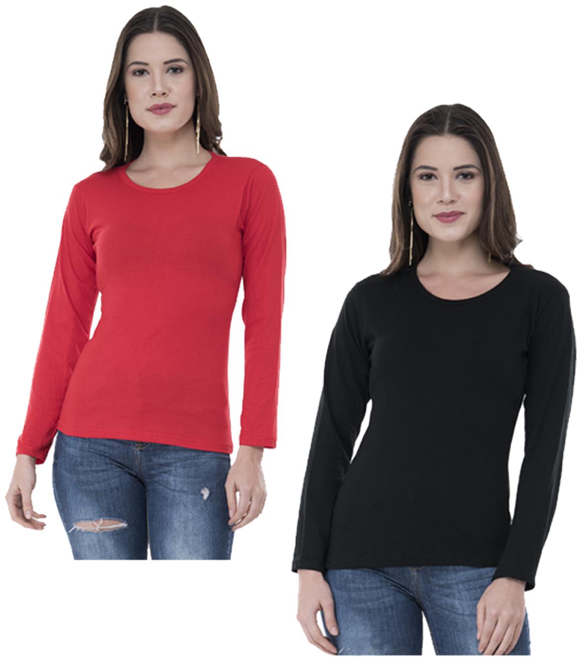 

Indiweaves Women Multi Regular fit Round neck Cotton T shirt