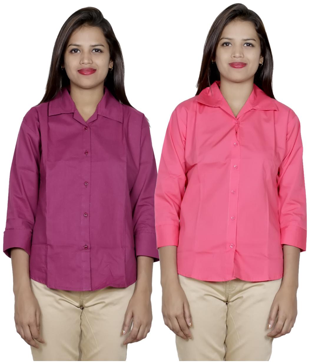 

Indiweaves Women Pink Solid Regular Fit Shirt