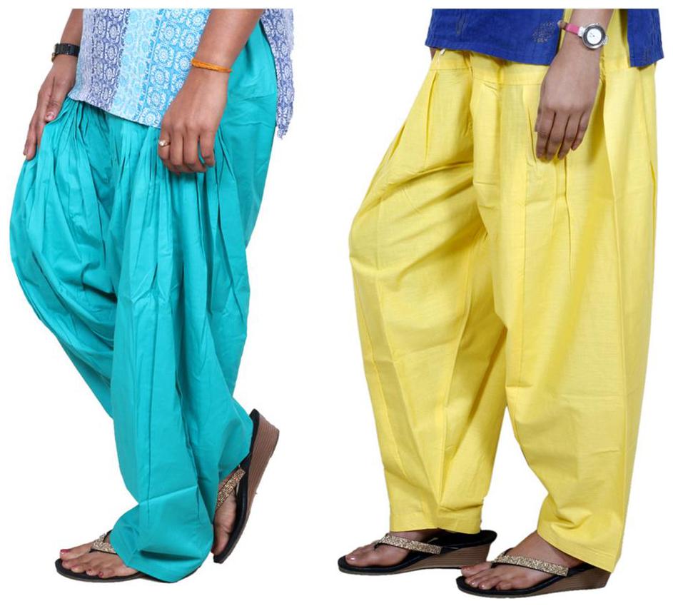 

IndiWeaves Women Cotton Full-Patiala with Semi-Patiala Salwar Set of -2