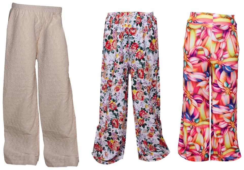 

IndiWeaves Womens 1 Full Chikan Work Pallazo and 2 Printed Palazzo Combo Pack (Pack of 3 Palazo)