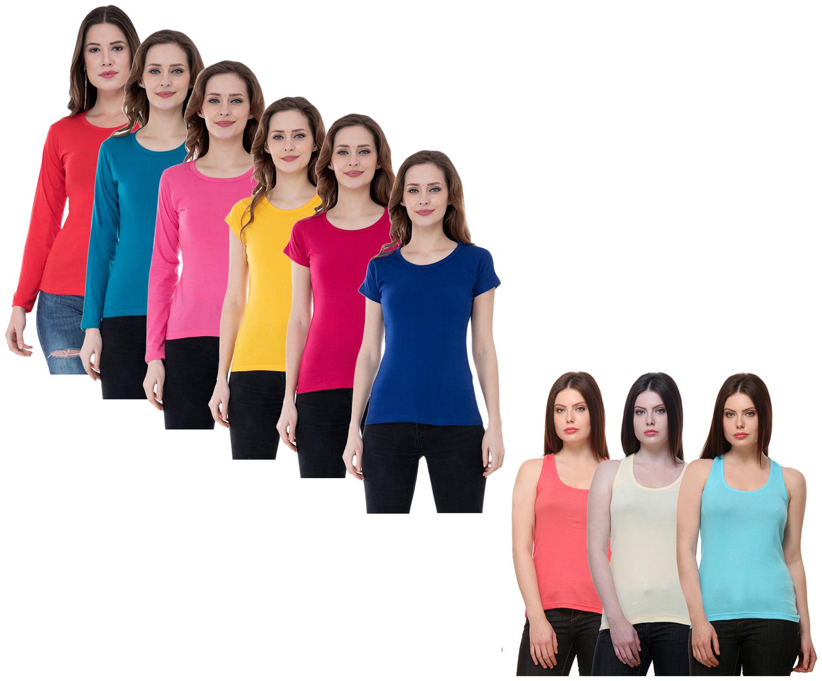 

Indiweaves Women Multi Regular fit Round neck Cotton Tank top