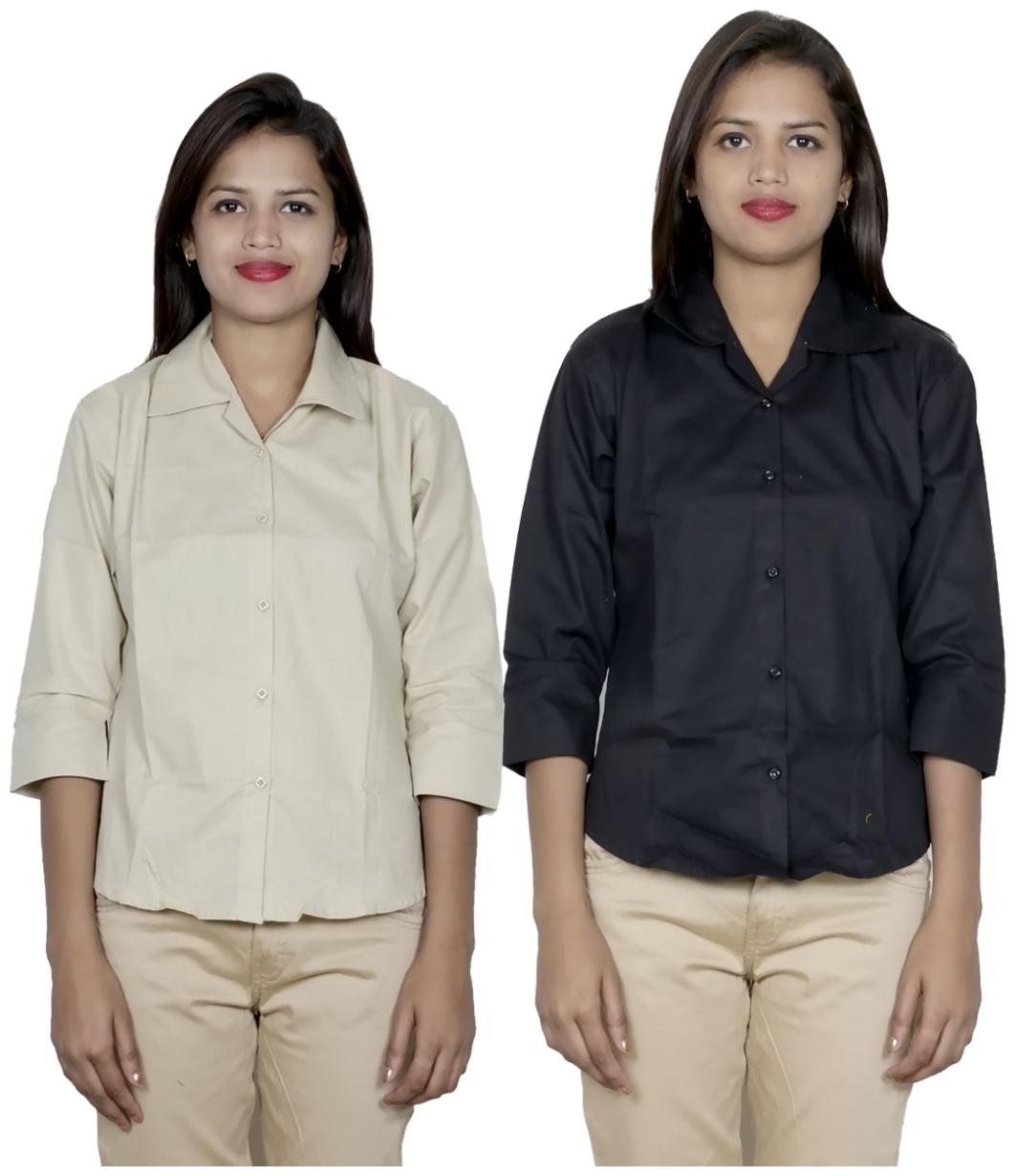 

Indiweaves Women Beige Solid Regular Fit Shirt