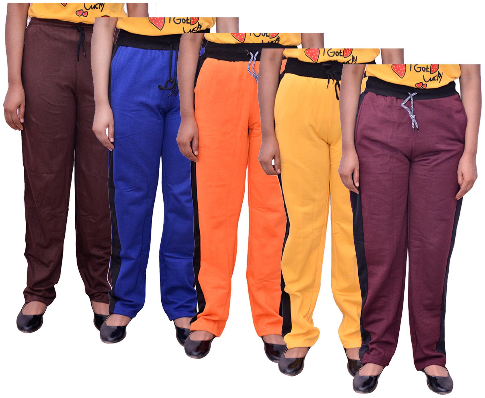 

Indiweaves Women Regular fit Cotton Solid Track pants - Multi