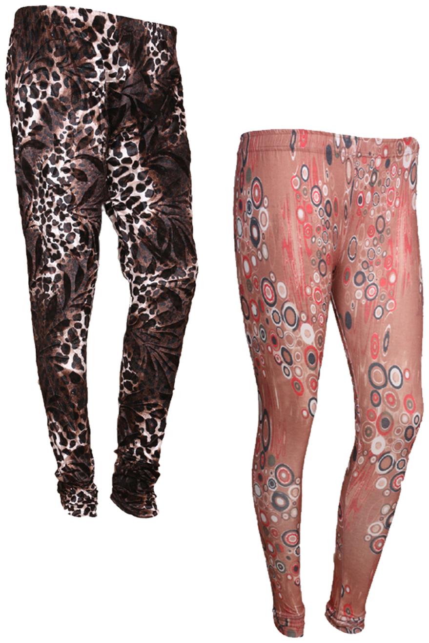 

IndiWeaves Women Cotton Printed Legging and Velvet Printed Leggings (Pack of 2)