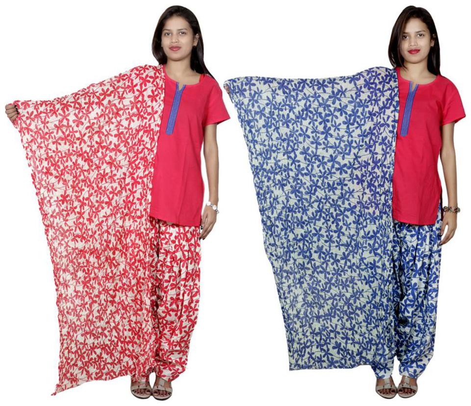 

Indiweaves Cotton Patiala Salwar With Dupatta Combo