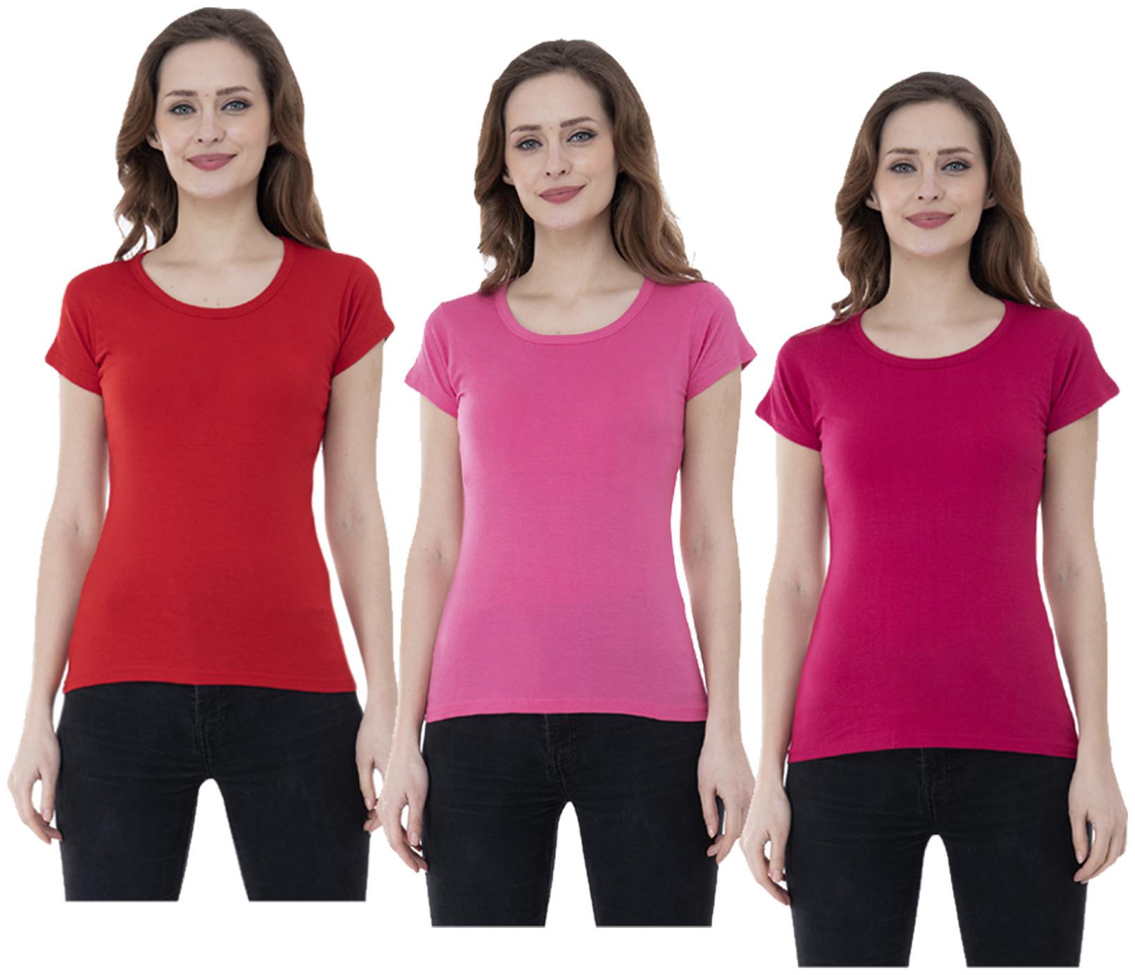 

Indiweaves Women Multi Regular fit Round neck Cotton T shirt