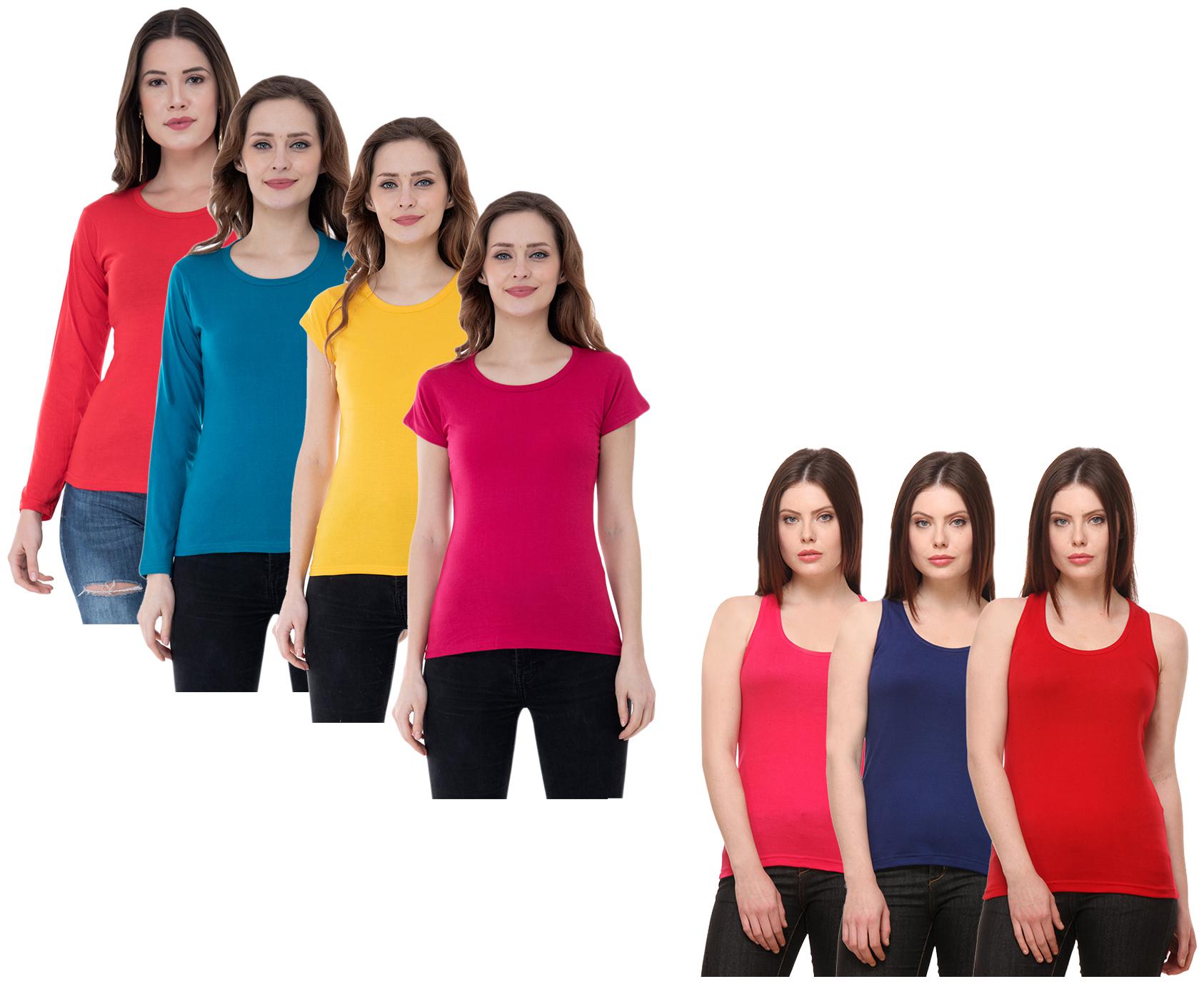 

Indiweaves Women Multi Regular fit Round neck Cotton Tank top