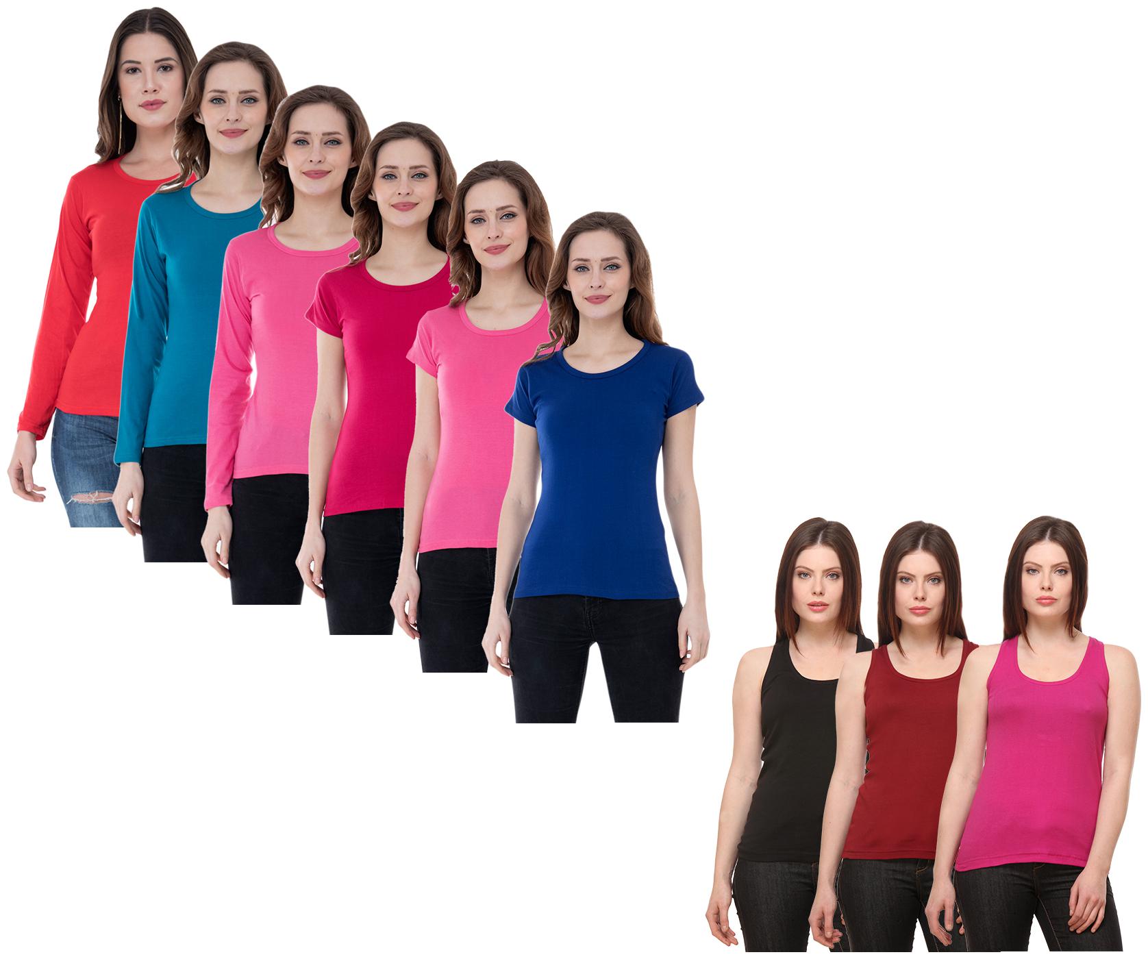 

Indiweaves Women Multi Regular fit Round neck Cotton Tank top