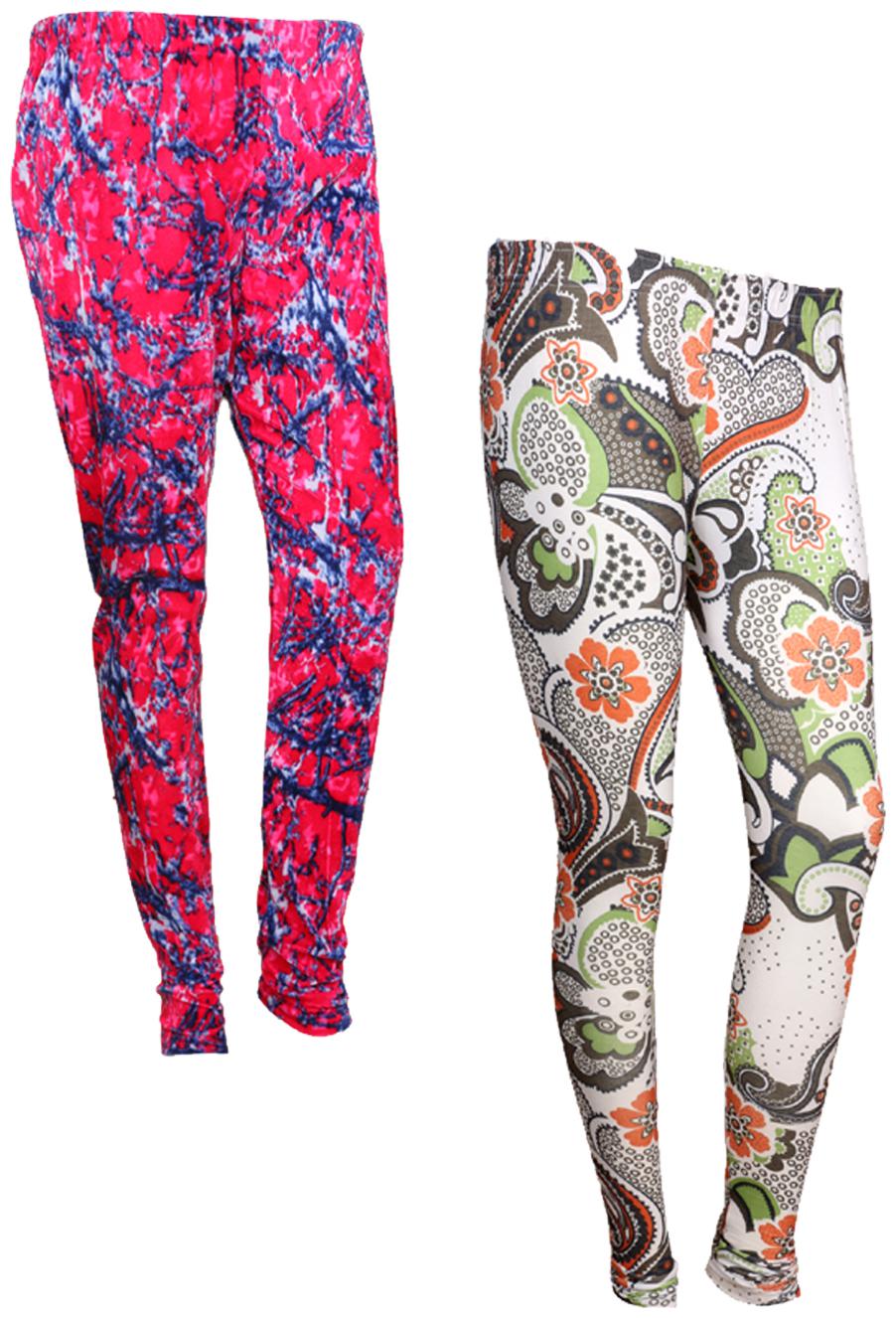 

IndiWeaves Women Cotton Printed Legging and Velvet Printed Leggings (Pack of 2)