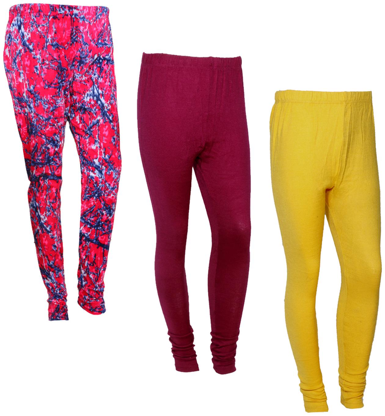 

IndiWeaves Women Woolen Plain and Velvet Printed Leggings for Winters (Pack of 3)