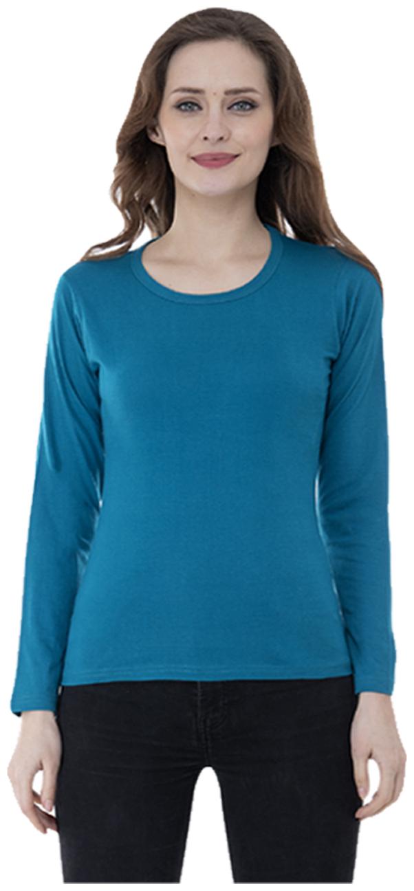 

Indiweaves Women Blue Regular fit Round neck Cotton T shirt