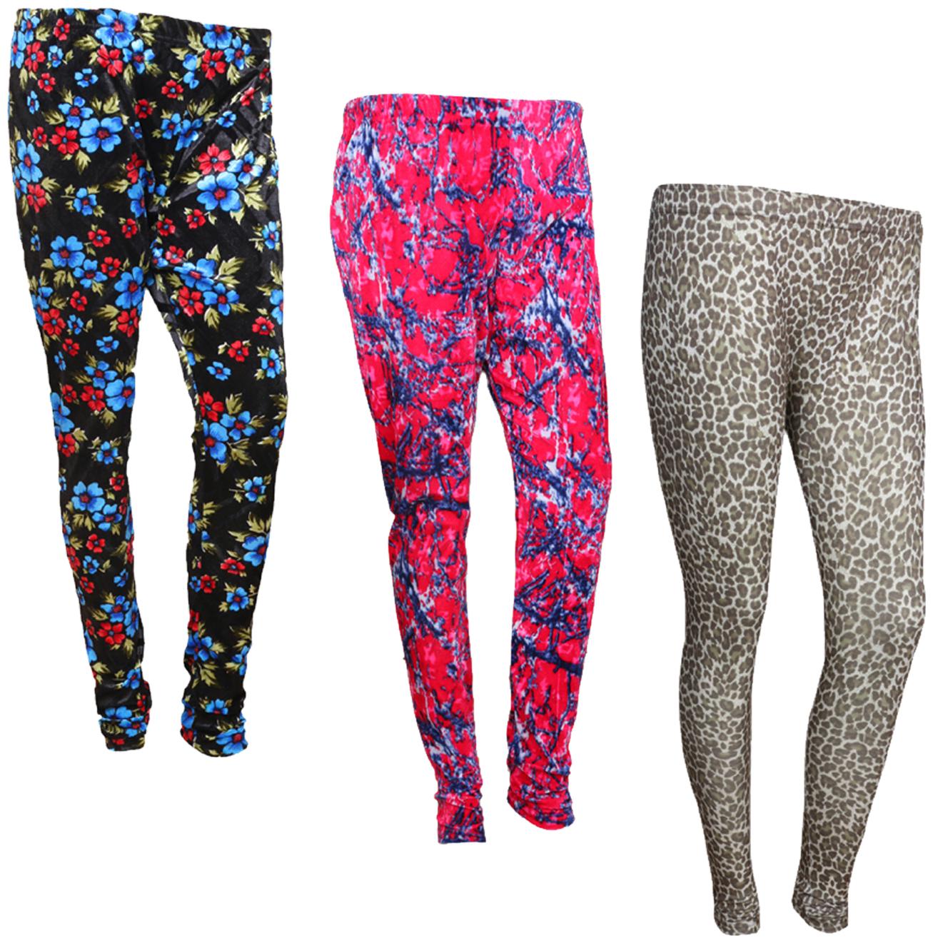

IndiWeaves Women Cotton Printed Legging and Velvet Printed Leggings (Pack of 3)