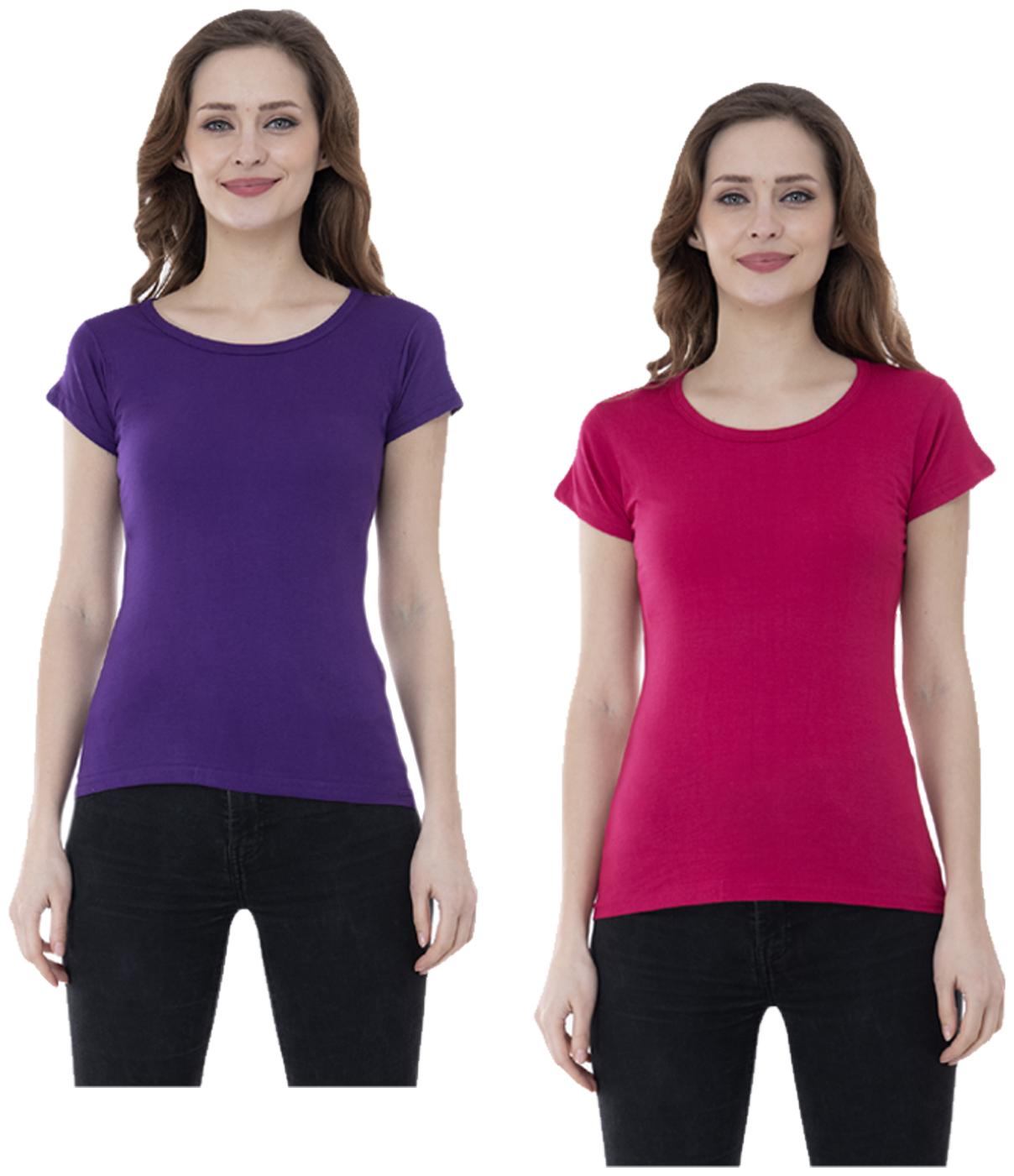 

Indiweaves Women Multi Regular fit Round neck Cotton T shirt