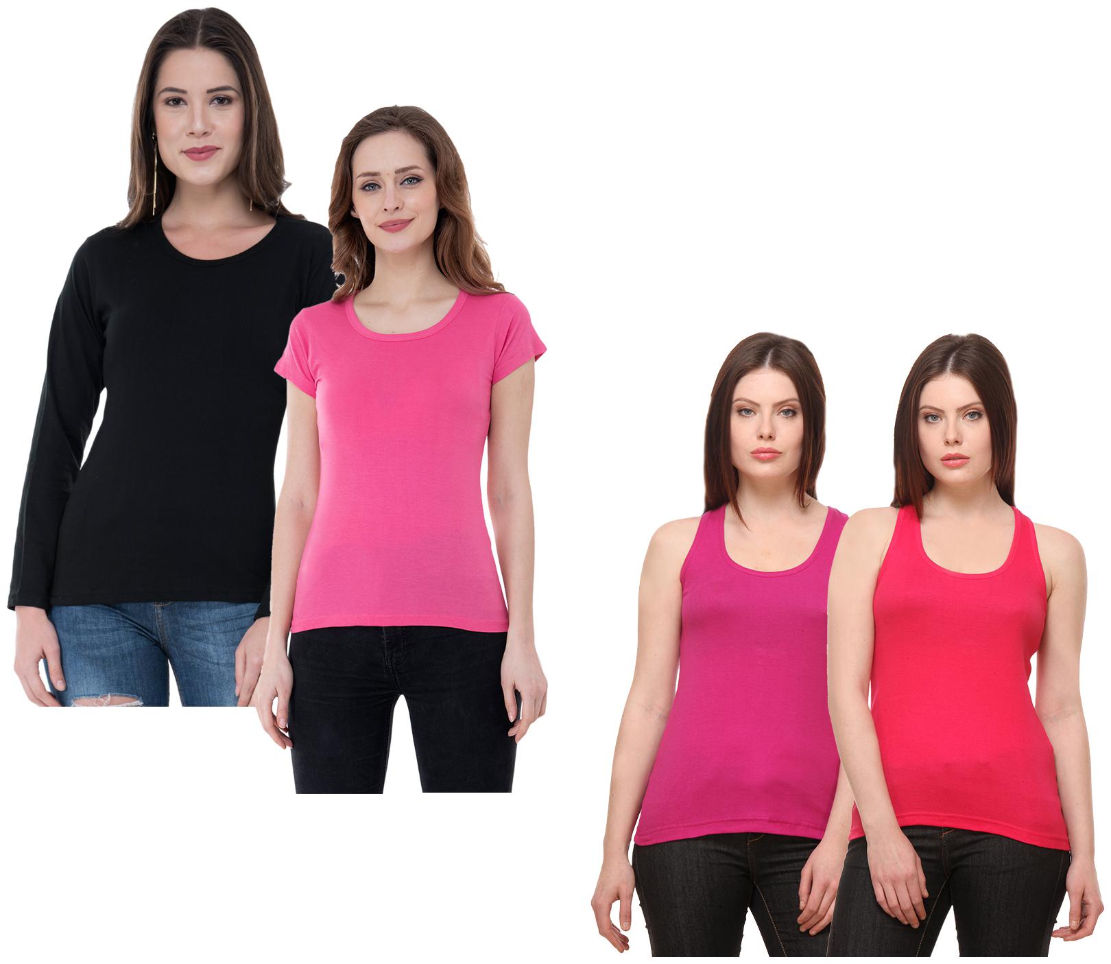 

Indiweaves Women Multi Regular fit Round neck Cotton Tank top