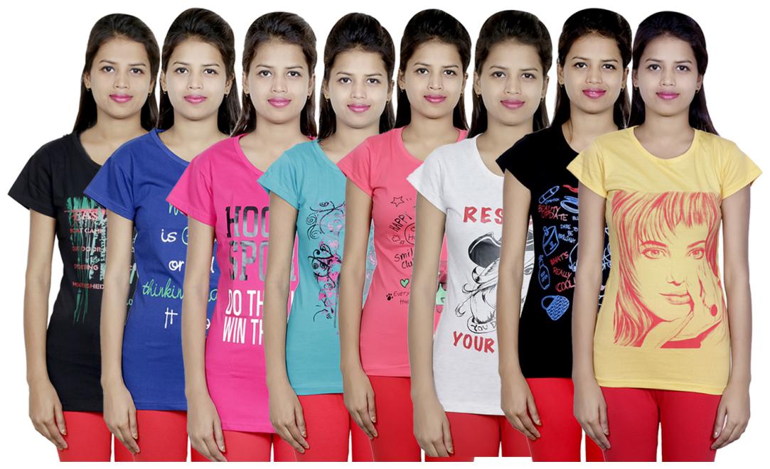 

IndiWeaves Women s Cotton Printed T-Shirts COMBO OFFER ( Pack of 8 T-Shirts)
