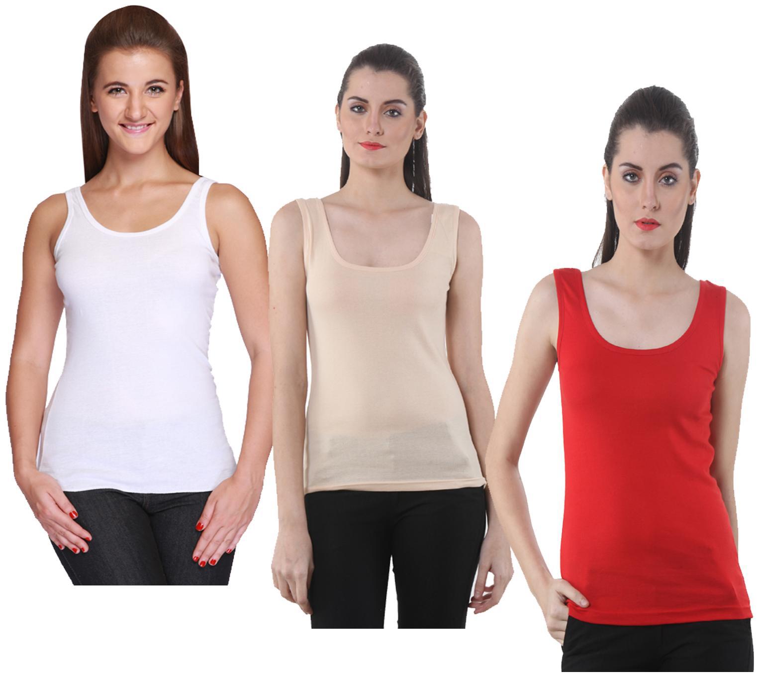 

Indiweaves Women Multi Regular fit U neck Cotton Tank top