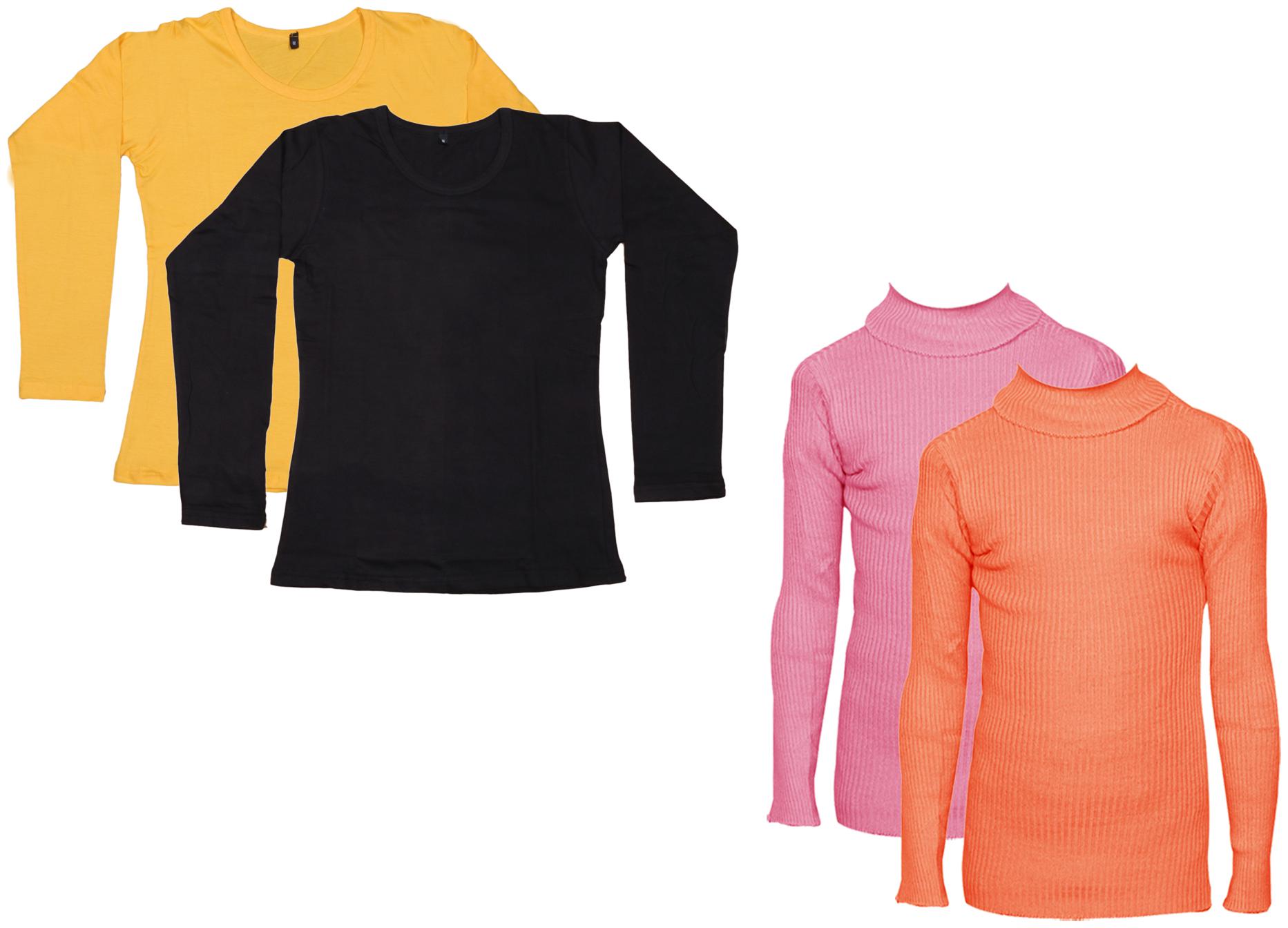 

Indiweaves Women Orange Regular fit Round neck Cotton T shirt