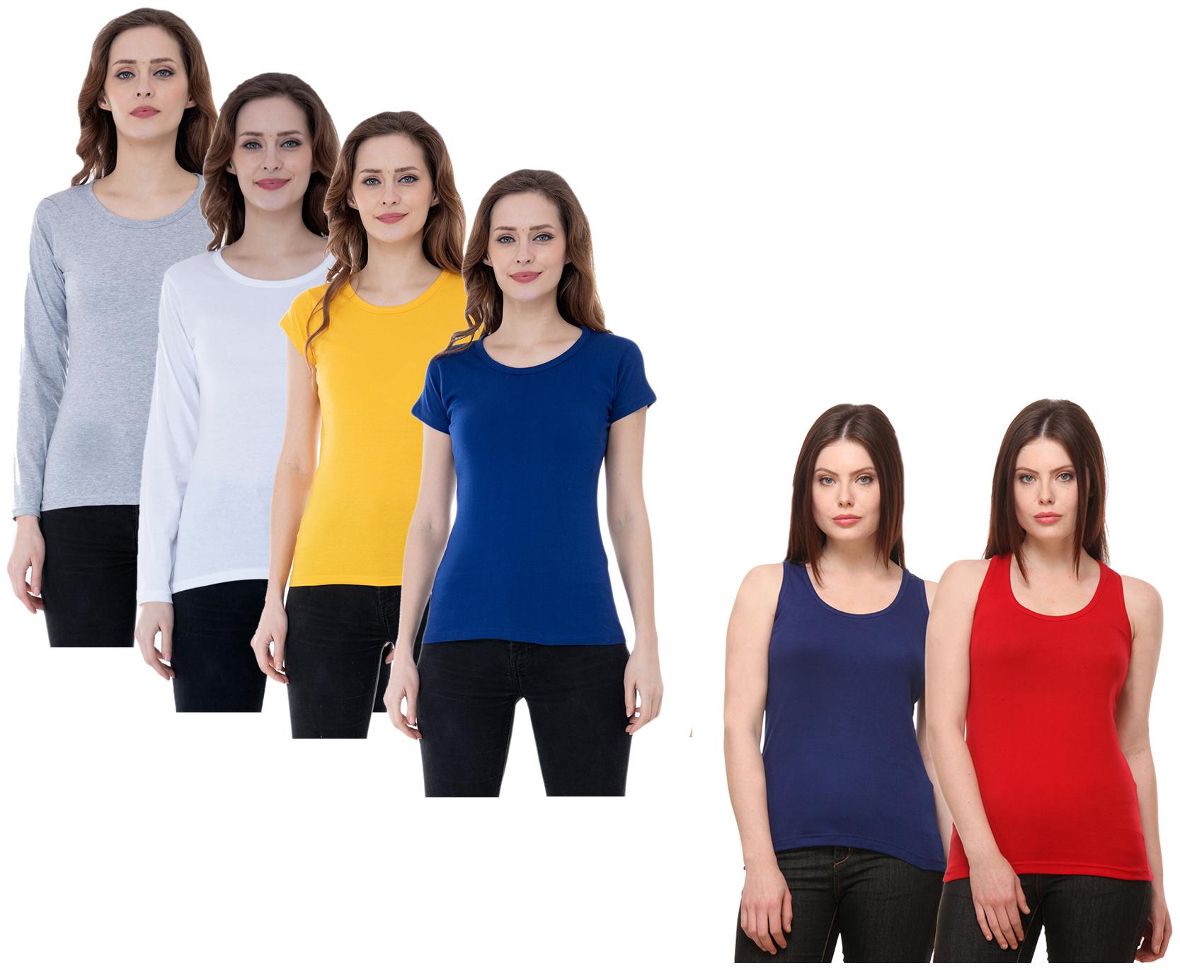 

Indiweaves Women Multi Regular fit Round neck Cotton Tank top