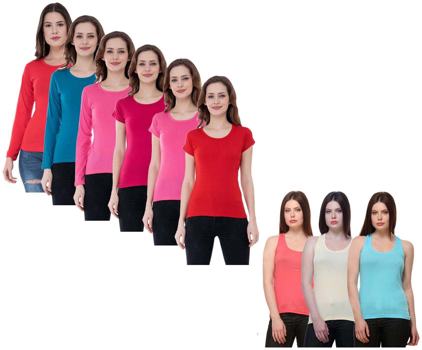 

Indiweaves Women Multi Regular fit Round neck Cotton Tank top