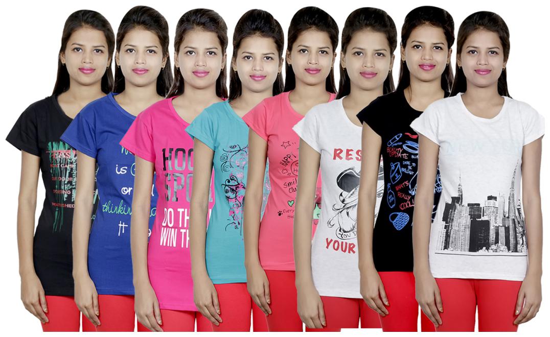 

IndiWeaves Women s Cotton Printed T-Shirts COMBO OFFER ( Pack of 8 T-Shirts)