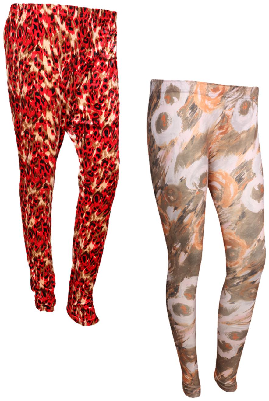 

IndiWeaves Women Cotton Printed Legging and Velvet Printed Leggings (Pack of 2)