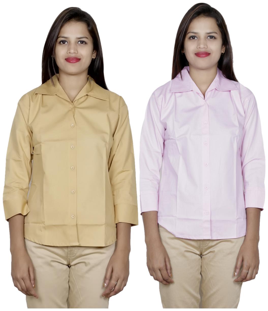 

Indiweaves Women Beige Solid Regular Fit Shirt